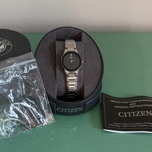 Citizen Black Dial Silver Band Watch